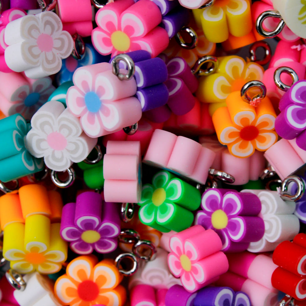 PINGENTE FLOR 10MM EM PVC COM 250 PEÇAS
