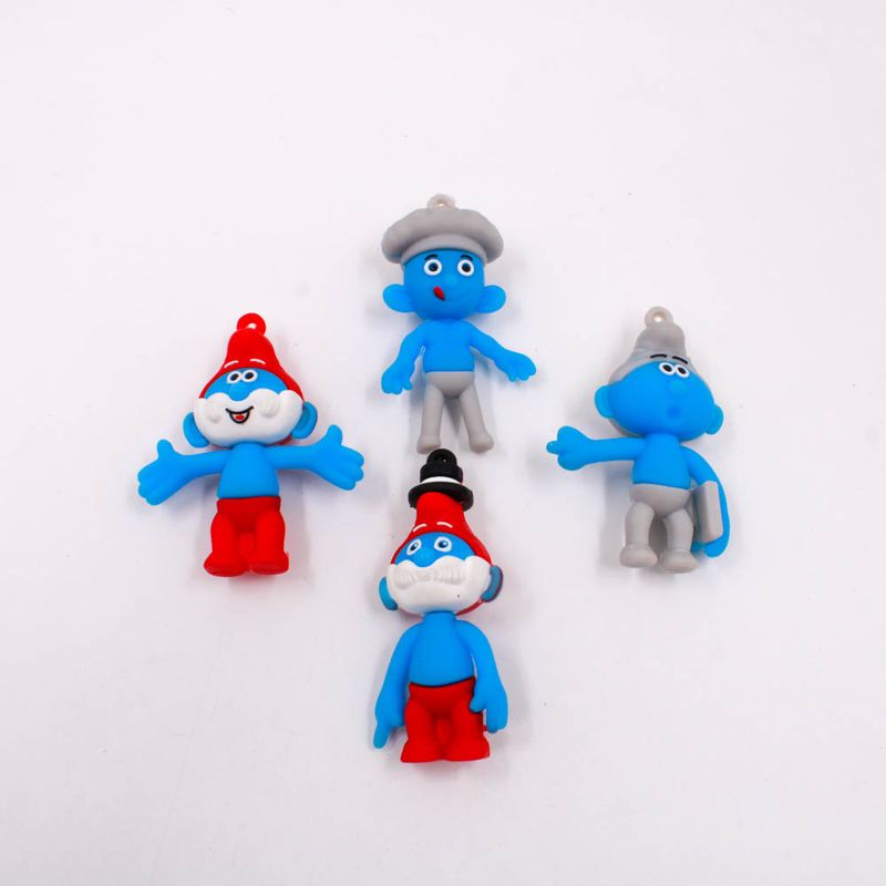 PINGENTE-OS-SMURFS-65MM-EMBORRACHADO-COM-12-PECAS---942---VERMELHO-E-AZUL