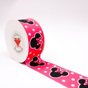 FITA ESTAMPADA LAÇO E MINNIE 38MM EM POLIESTER COM 09 METROS