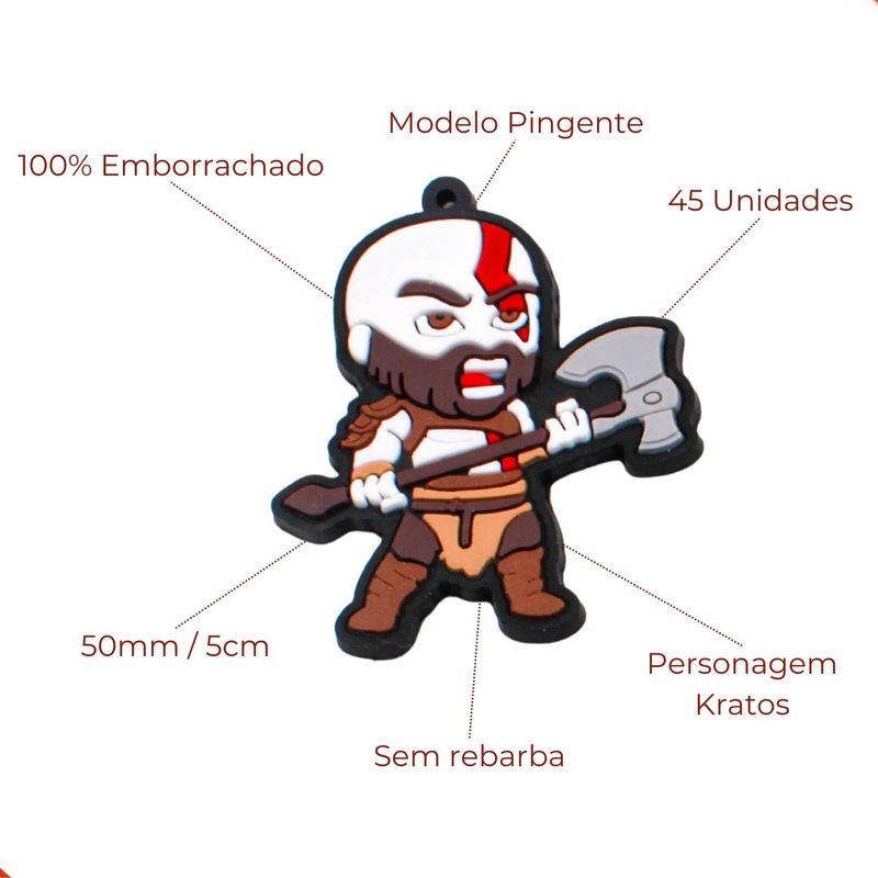 PINGENTE-KRATOS-GOD-OF-WAR-50MM-EMBORRACHADO-COM-50-PECAS---UNICA