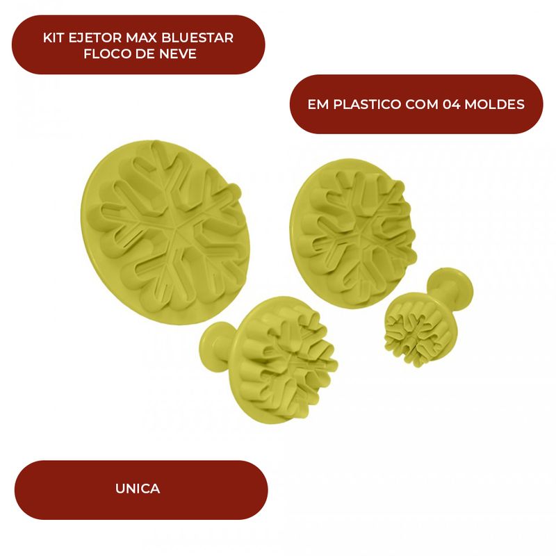 KIT-EJETOR-MAX-BLUESTAR-FLOCO-DE-NEVE-1-EM-PLASTICO-COM-04-MOLDES---UNICA