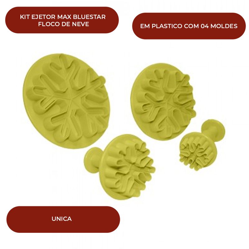 KIT-EJETOR-MAX-BLUESTAR-FLOCO-DE-NEVE-2-EM-PLASTICO-COM-04-MOLDES---UNICA