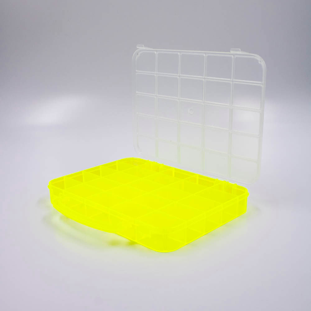 MALETA-ORGANIZADORA-TRANSLUCIDA-RETANGULAR-12X17CM-25-DIVISORIAS-EM-PLASTICO---033M---AMARELO-NEON