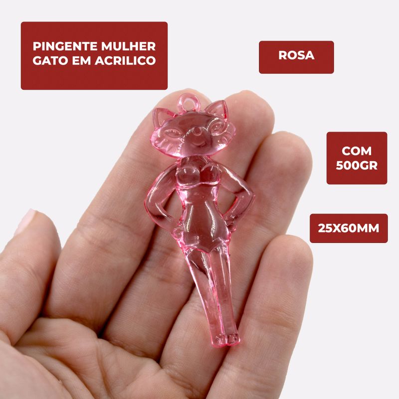 PINGENTE-MULHER-GATO-25X60MM-EM-ACRILICO-COM-500GR-004---ROSA-04