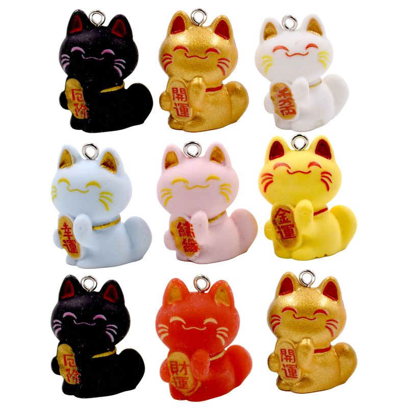 PINGENTE-GATINHO-DA-SORTE-MANEKI-26MM-EM-RESINA-COM-40-PECAS---103---COLORIDO