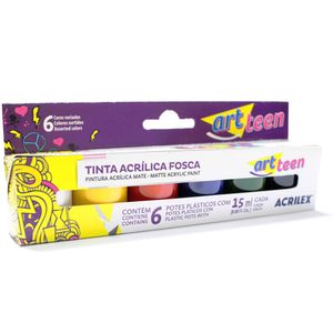 TINTA ACRÍLICA FOSCA ART TEEN COM 6 UNIDADES