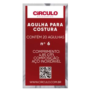 AGULHA DE COSTURA Nº 6 EM AÇO INOXIDÁVEL CIRCULO