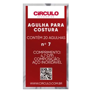 AGULHA DE COSTURA Nº 7 EM AÇO INOXIDÁVEL CIRCULO