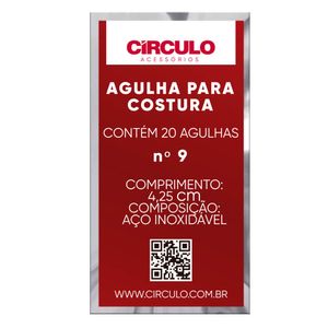 AGULHA DE COSTURA Nº 9 EM AÇO INOXIDÁVEL CIRCULO