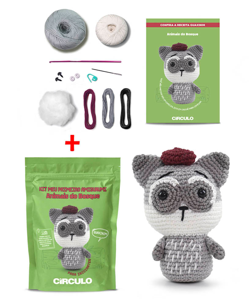 KIT-AMIGURUMI-CIRCULO-ANIMAIS-DO-BOSQUE---COR-03----GUAXINIM