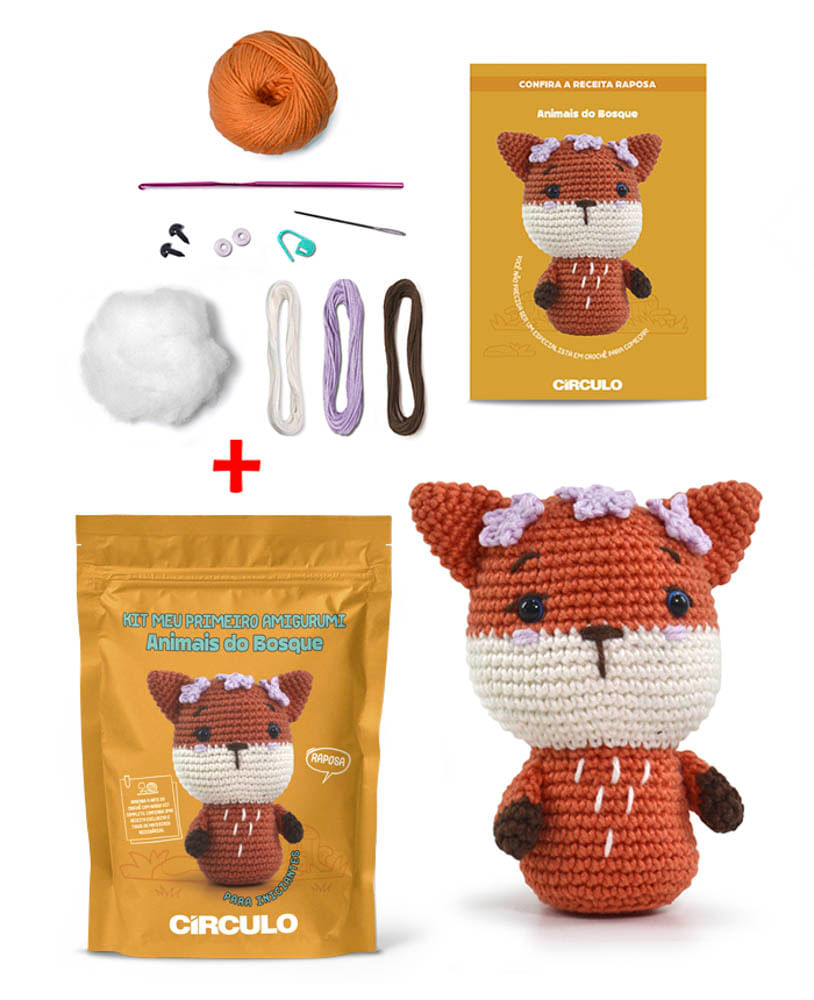 KIT-AMIGURUMI-CIRCULO-ANIMAIS-DO-BOSQUE---COR-04----RAPOSA