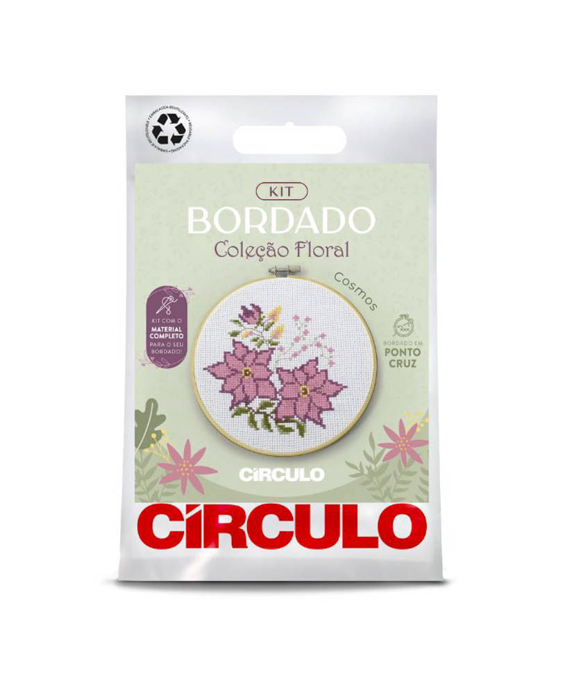 KIT-BORDADO-CIRCULO-PONTO-RUSSO-FLORAIS---COR-10----FLORAL-COSMOS