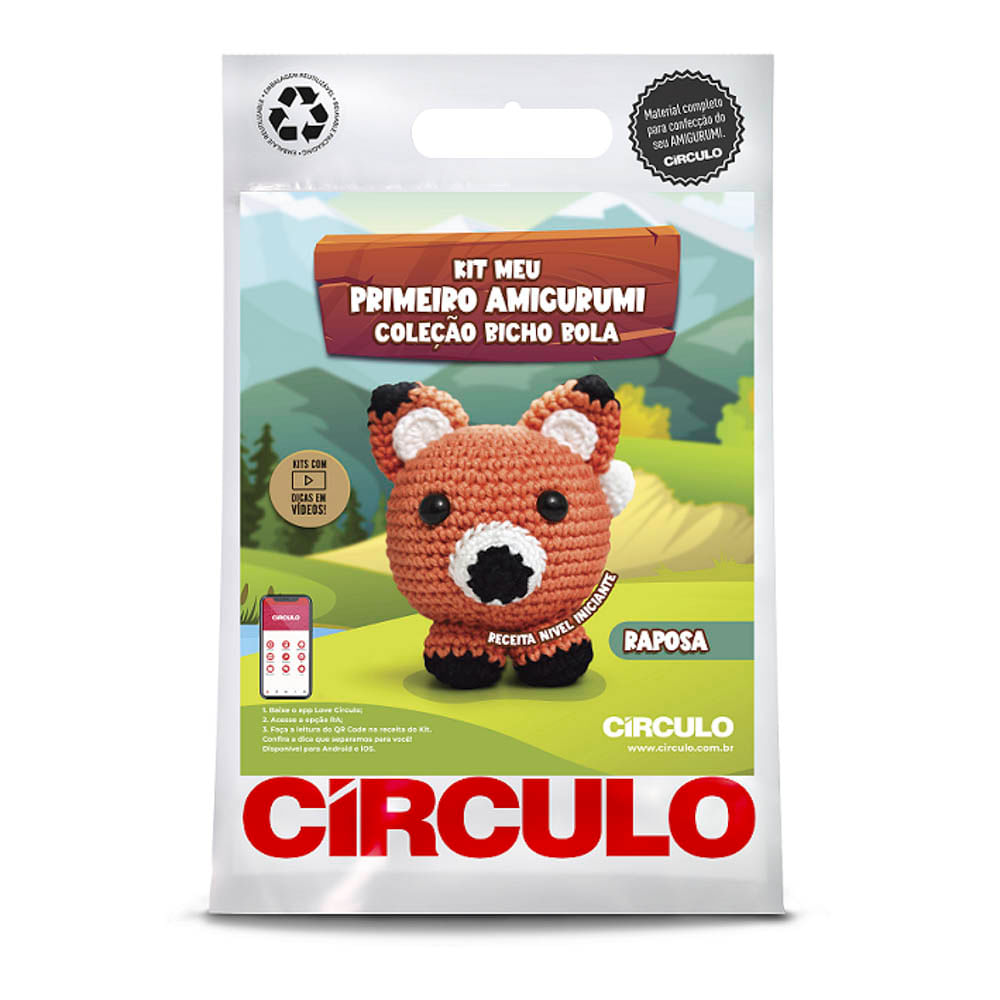 KIT-AMIGURUMI-CIRCULO-BICHOS-BOLAS---COR-10----RAPOSA