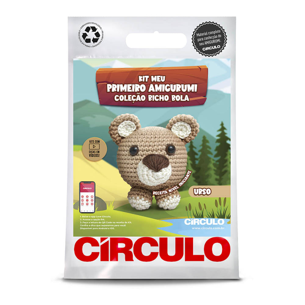 KIT-AMIGURUMI-CIRCULO-BICHOS-BOLAS---COR-12----URSO