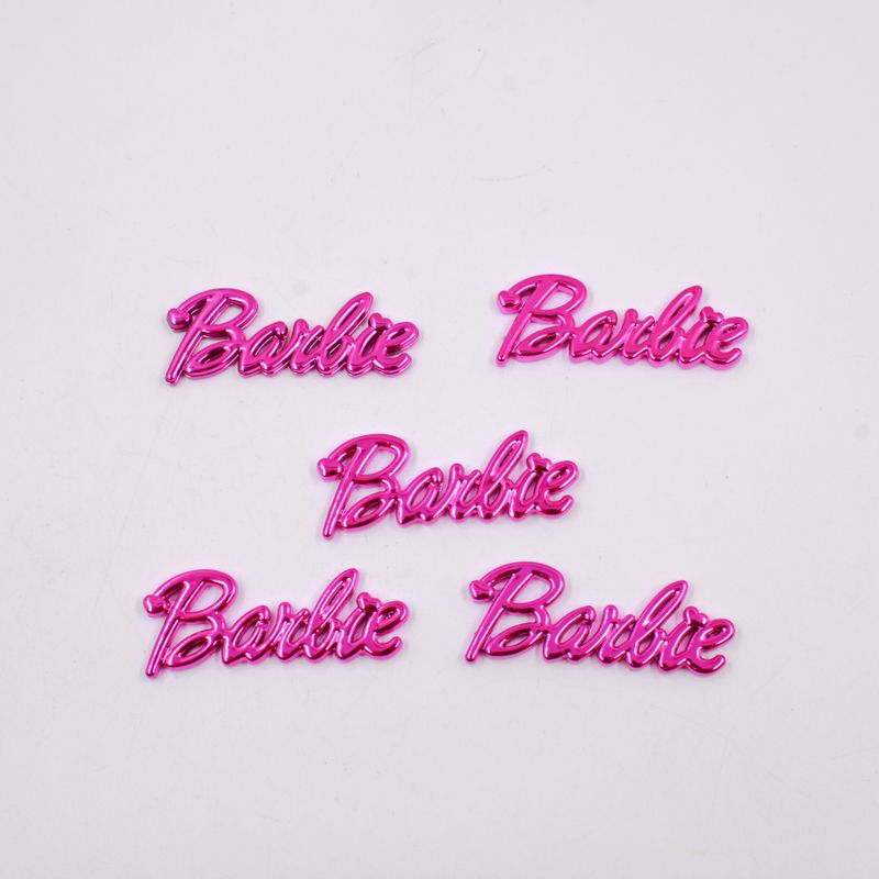 APLIQUE-LOGO-BARBIE-50X19MM-EM-PLASTICO-COM-50-PECAS---299---PINK-METALIZADO