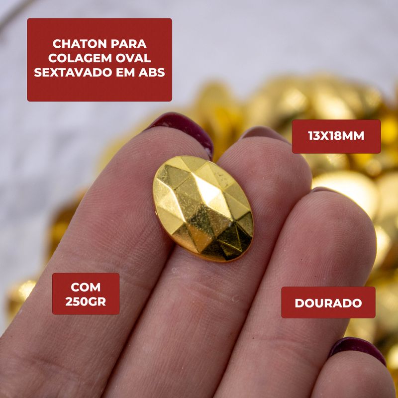 CHATON-PARA-COLAGEM-OVAL-SEXTAVADO-13X18MM-EM-ABS-COM-250GR---DOURADO