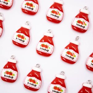 PINGENTE KETCHUP 20MM EM RESINA COM 5 PEÇAS