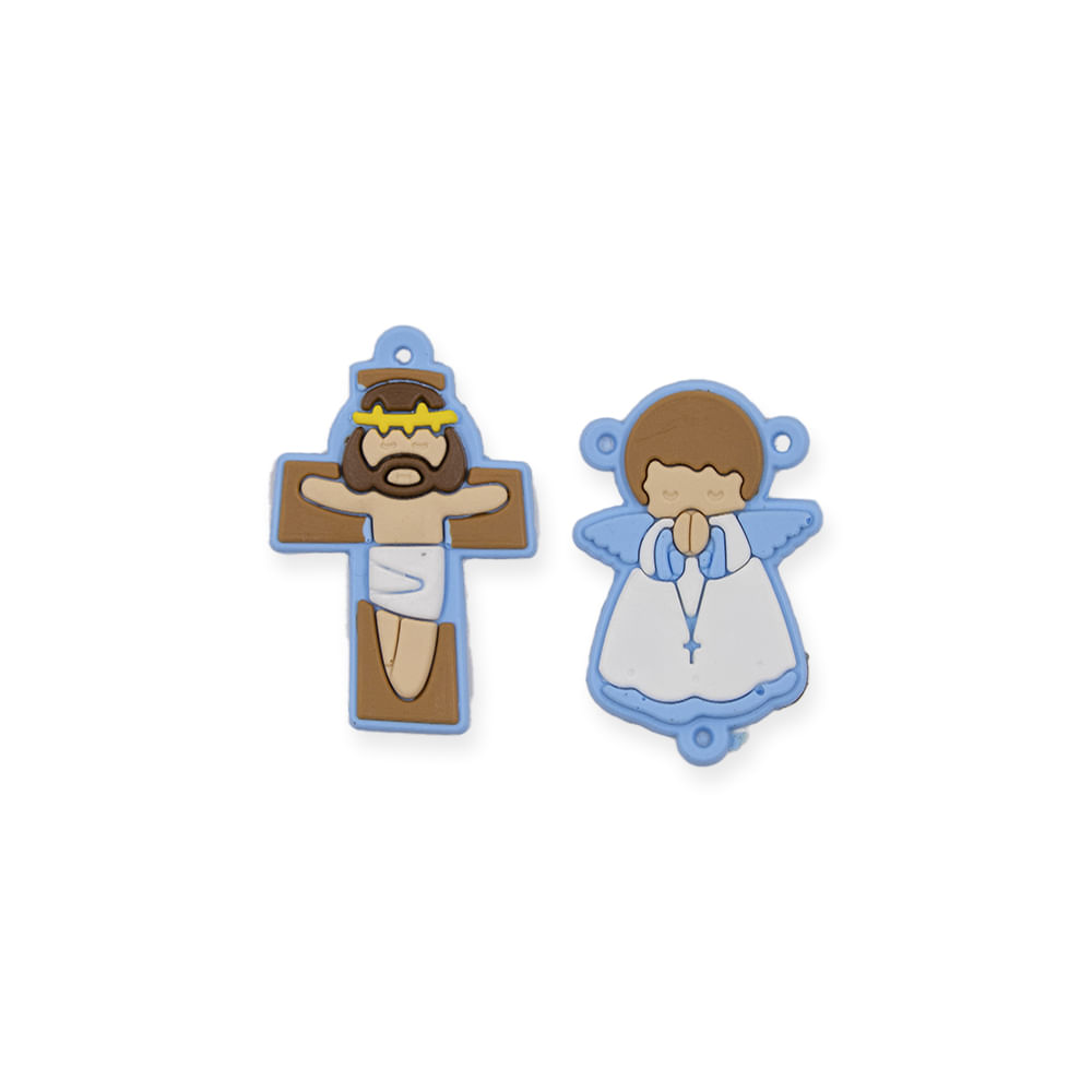 APLIQUE CRUCIFIXO E ANJO 50X40MM EMBORRACHADO COM 50 PEÇAS