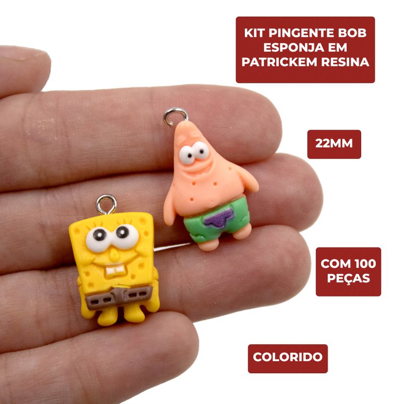 KIT-PINGENTE-BOB-ESPONJA-E-PATRICK-22MM-EM-RESINA-COM-100-PECAS---103---COLORIDO