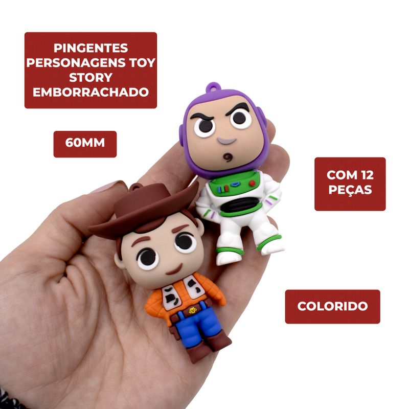 PINGENTES-PERSONAGENS-TOY-STORY-60MM-EMBORRACHADO-COM-12-PECAS---103---COLORIDO