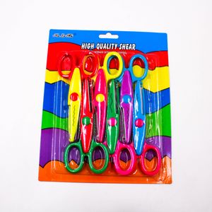 KIT TESOURA DE PICOTAR 12CM EM PLASTICO COM 6 PEÇAS