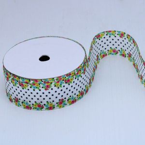 FITA BOLINHA E FLORES 38MM EM POLIESTER COM 18 METROS