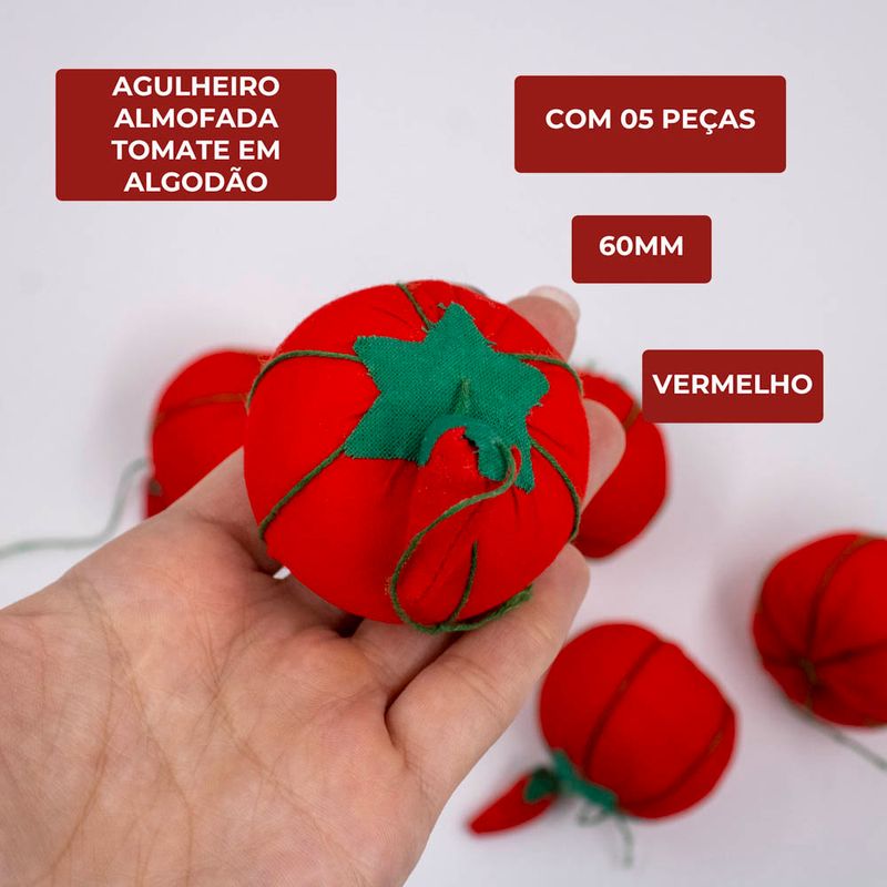 AGULHEIRO-ALMOFADA-TOMATE-54MM-EM-ALGODAO-COM-05-PECAS---201---VERMELHO