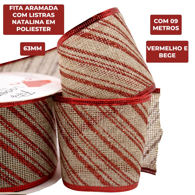 FITA-ARAMADA-COM-LISTRAS-NATALINA-63MM-EM-POLIESTER-COM-09-METROS---800---VERMELHO-E-BEGE