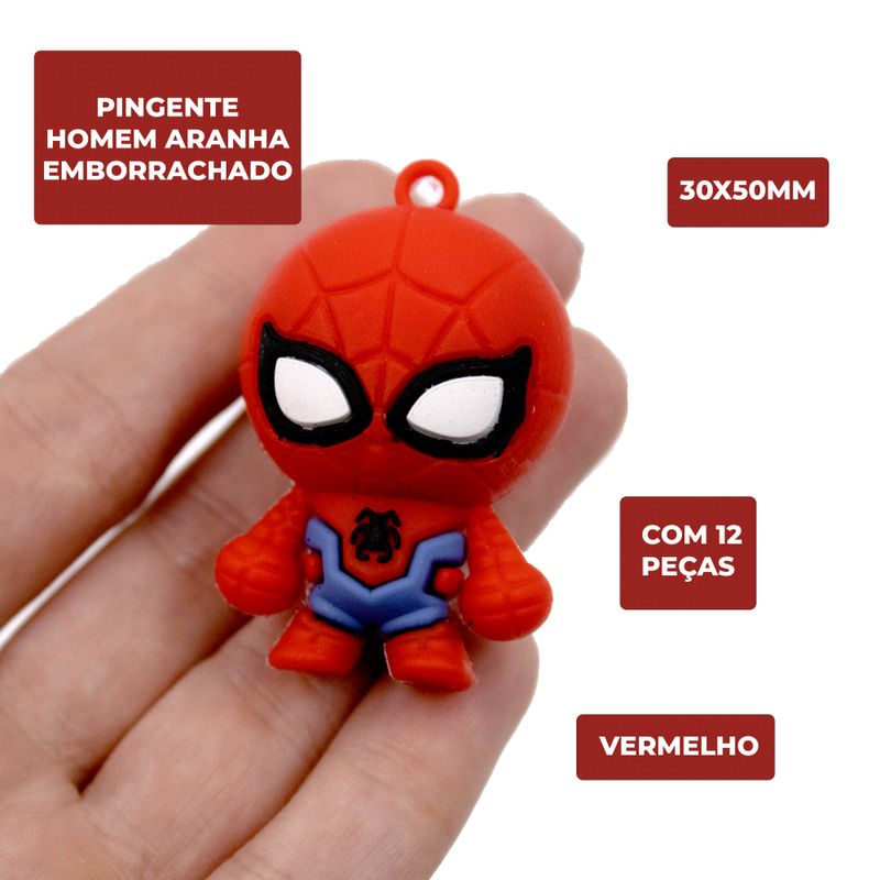 PINGENTE-HOMEM-ARANHA-30X50MM-EMBORRACHADO-COM-12-PECAS---201---VERMELHO