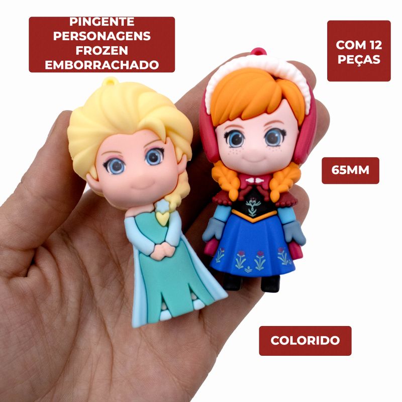 PINGENTE-PERSONAGENS-FROZEN-65MM-EMBORRACHADO-COM-12-PECAS---103---COLORIDO