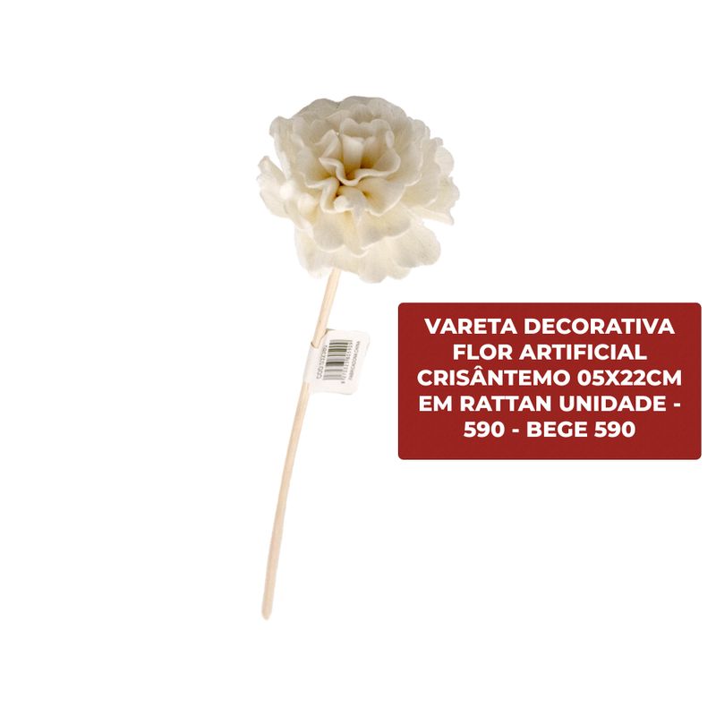 VARETA-DECORATIVA-FLOR-ARTIFICIAL-CRISANTEMO-05X22CM-EM-RATTAN-UNIDADE---590---BEGE-590