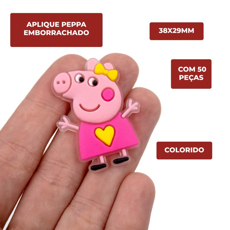 APLIQUE-PEPPA-38X29MM-EMBORRACHADO-COM-50-PECAS---103---COLORIDO