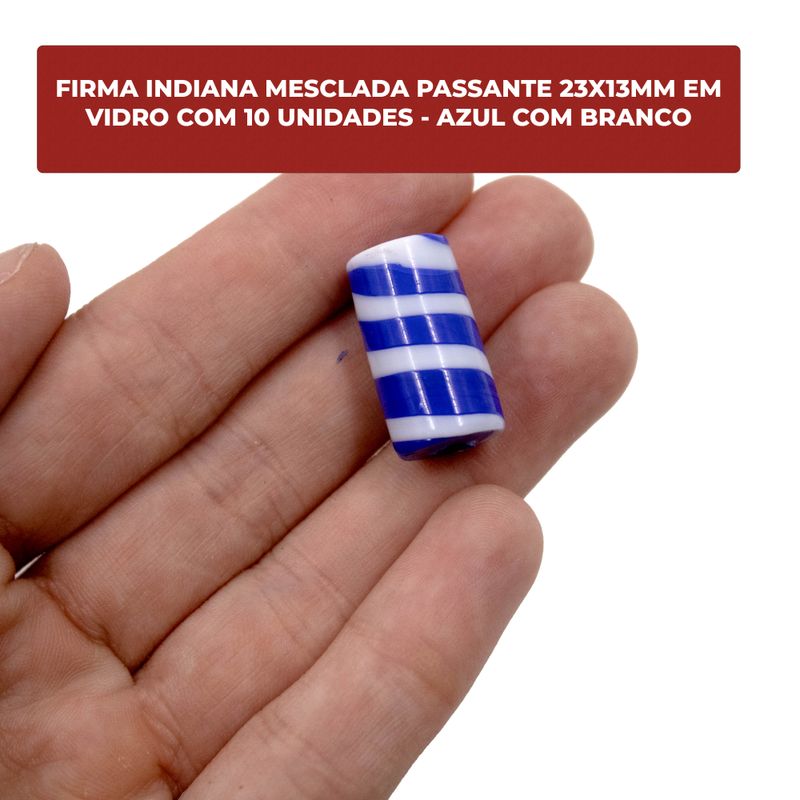 FIRMA-INDIANA-MESCLADA-PASSANTE-23X13MM-EM-VIDRO-COM-10-UNIDADES---AZUL-COM-BRANCO