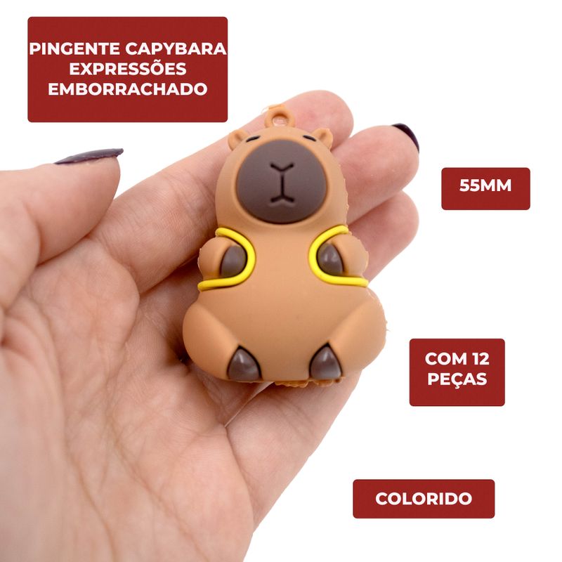 PINGENTE-CAPYBARA-EXPRESSOES-55MM-EMBORRACHADO-COM-12-PECAS---103---COLORIDO