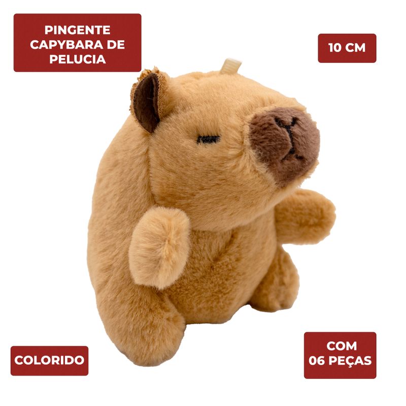 PINGENTE-CAPYBARA-DE-PELUCIA-10CM-VARIADO-COM-06-PECAS---103---COLORIDO