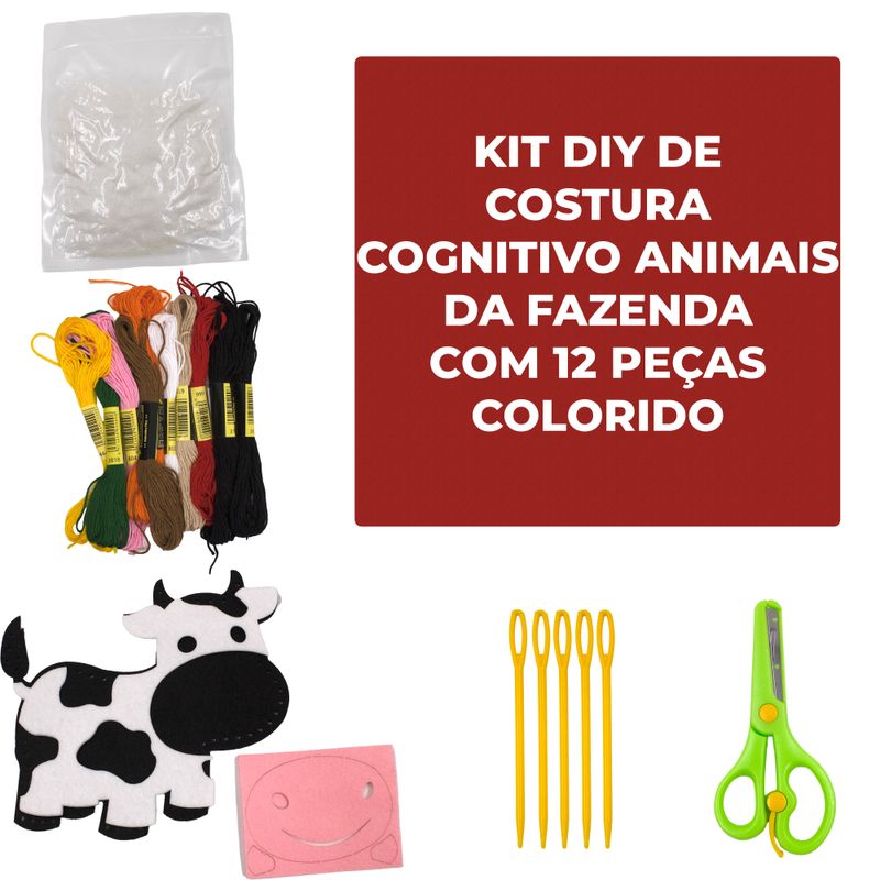 KIT-DIY-DE-COSTURA-COGNITIVO-ANIMAIS-DA-FAZENDA-COM-12-PECAS---103---COLORIDO