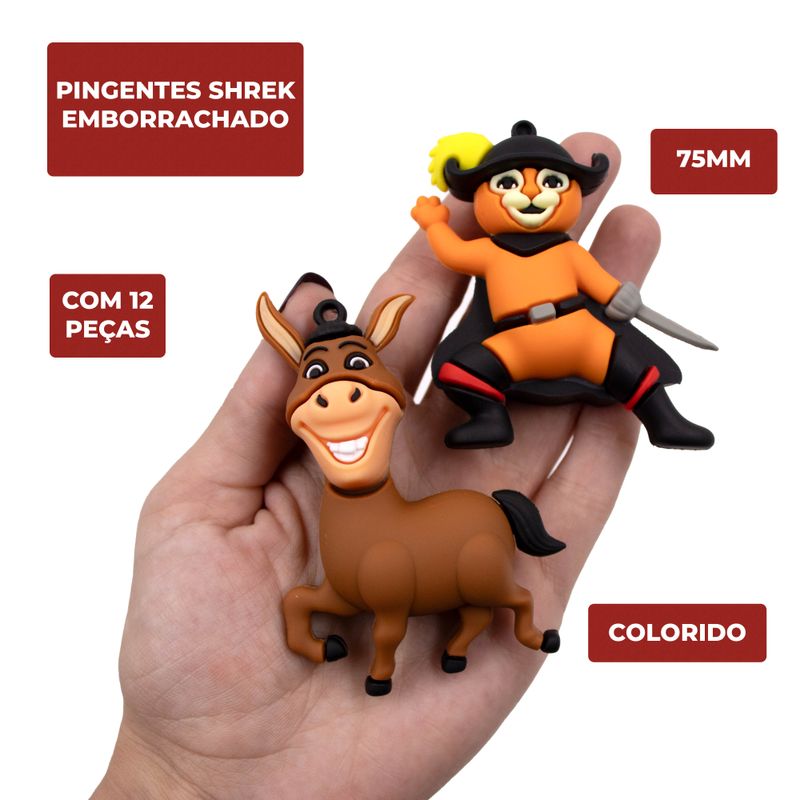 PINGENTES-SHREK-75MM-EMBORRACHADO-COM-12-PECAS---103---COLORIDO