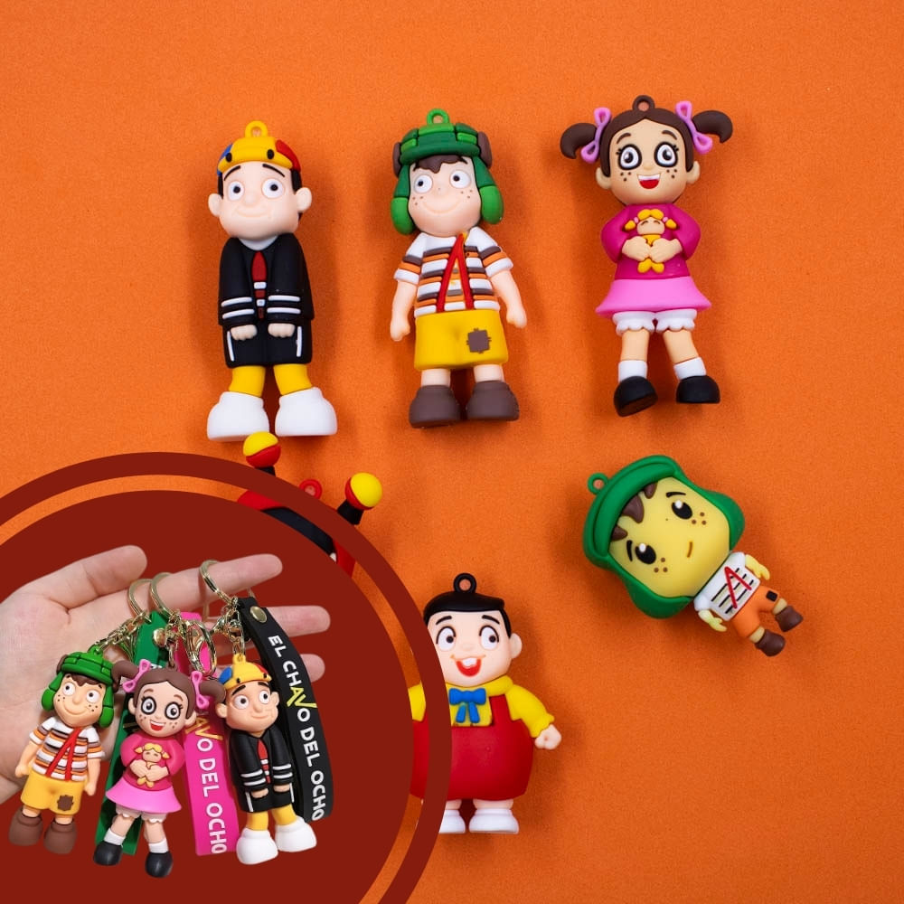 PINGENTES TURMA DO CHAVES 70MM EMBORRACHADO COM 12 PEÇAS