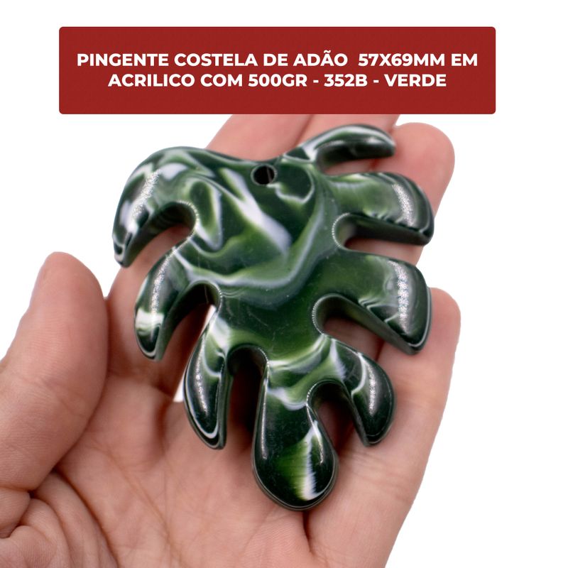 PINGENTE-COSTELA-DE-ADAO--57X69MM-EM-ACRILICO-COM-500GR---352B---VERDE