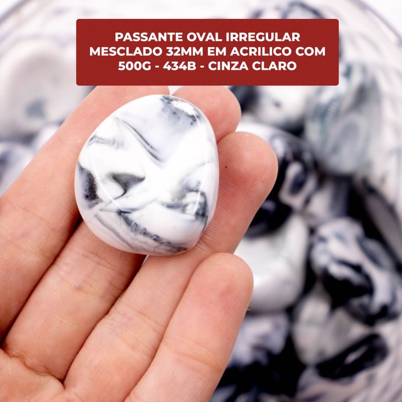 PASSANTE-OVAL-IRREGULAR-MESCLADO-32MM-EM-ACRILICO-COM-500G---434B---CINZA-CLARO