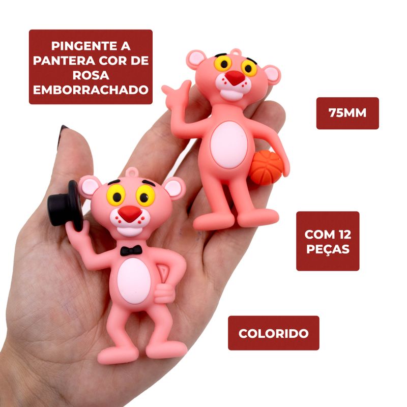 PINGENTE-A-PANTERA-COR-DE-ROSA-75MM-EMBORRACHADO-COM-12-PECAS---103---COLORIDO