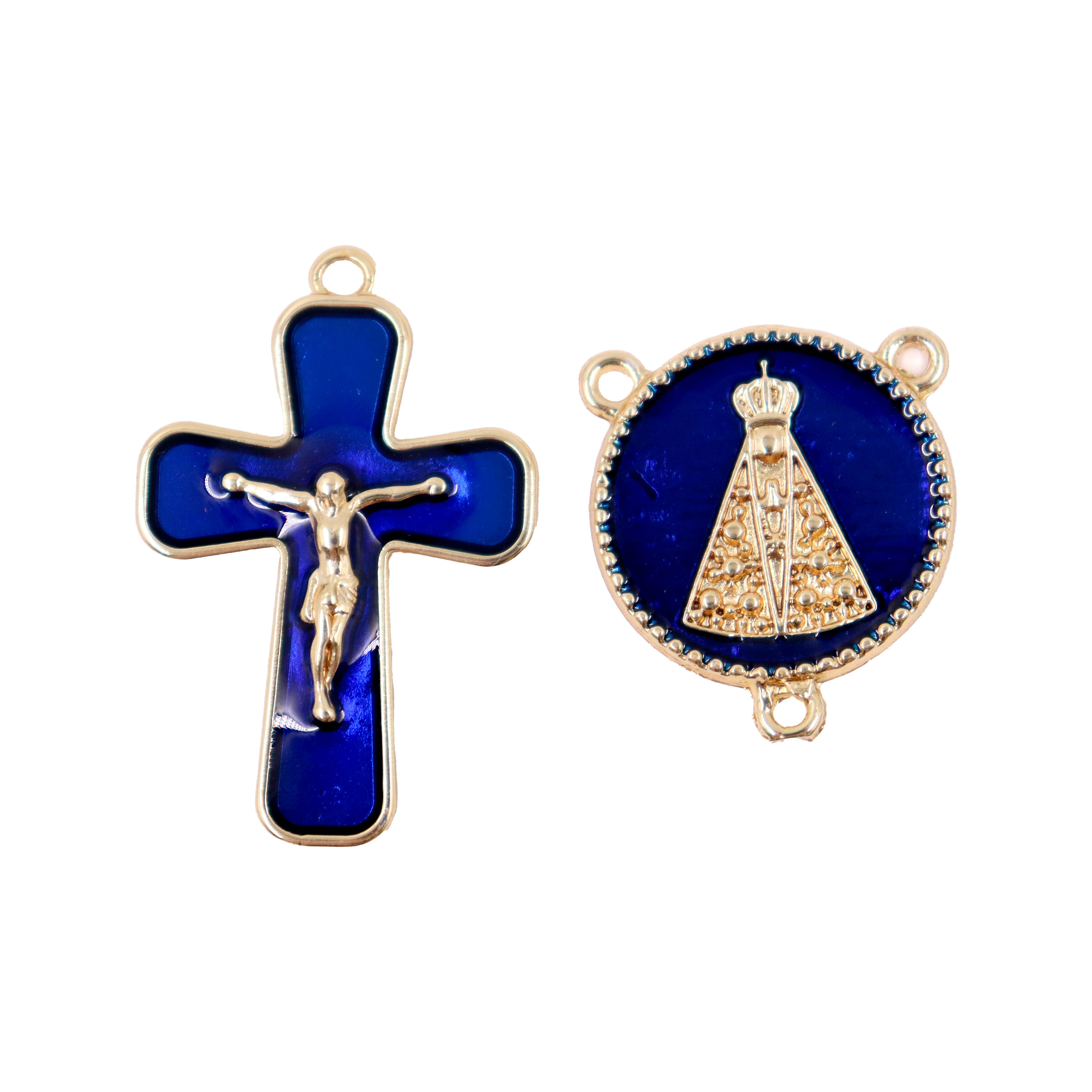 KIT-CRUCIFIXO-E-ENTREMEIO--N-SENHORA--PARA-TERCO-EM-ZAMAC-COM-05-PARES---AZUL-ROYAL