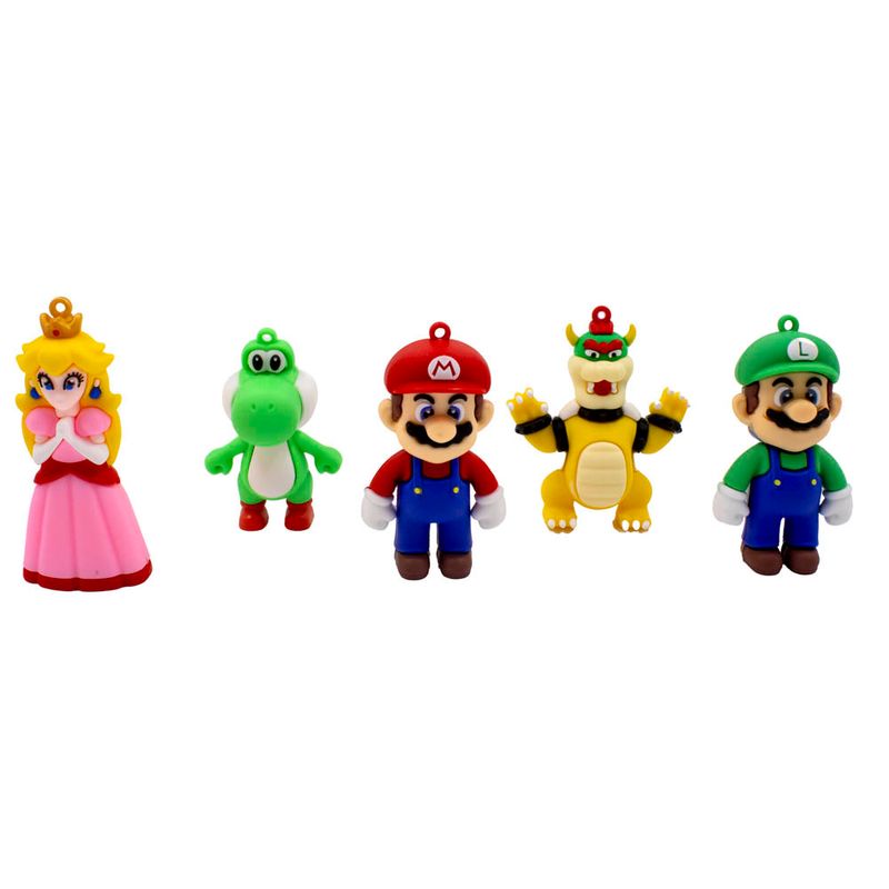 PINGENTE-TURMA-DO-MARIO-70MM-EMBORRACHADO-COM-10-PECAS---103---COLORIDO