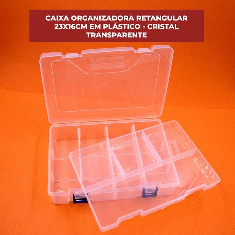 CAIXA-ORGANIZADORA-RETANGULAR-23X16CM-EM-PLASTICO-COM-08-DIVISORIAS---CRISTAL-TRANSPARENTE