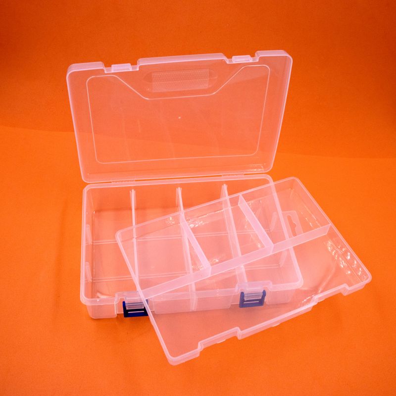 CAIXA-ORGANIZADORA-RETANGULAR-23X16CM-EM-PLASTICO-COM-08-DIVISORIAS---CRISTAL-TRANSPARENTE