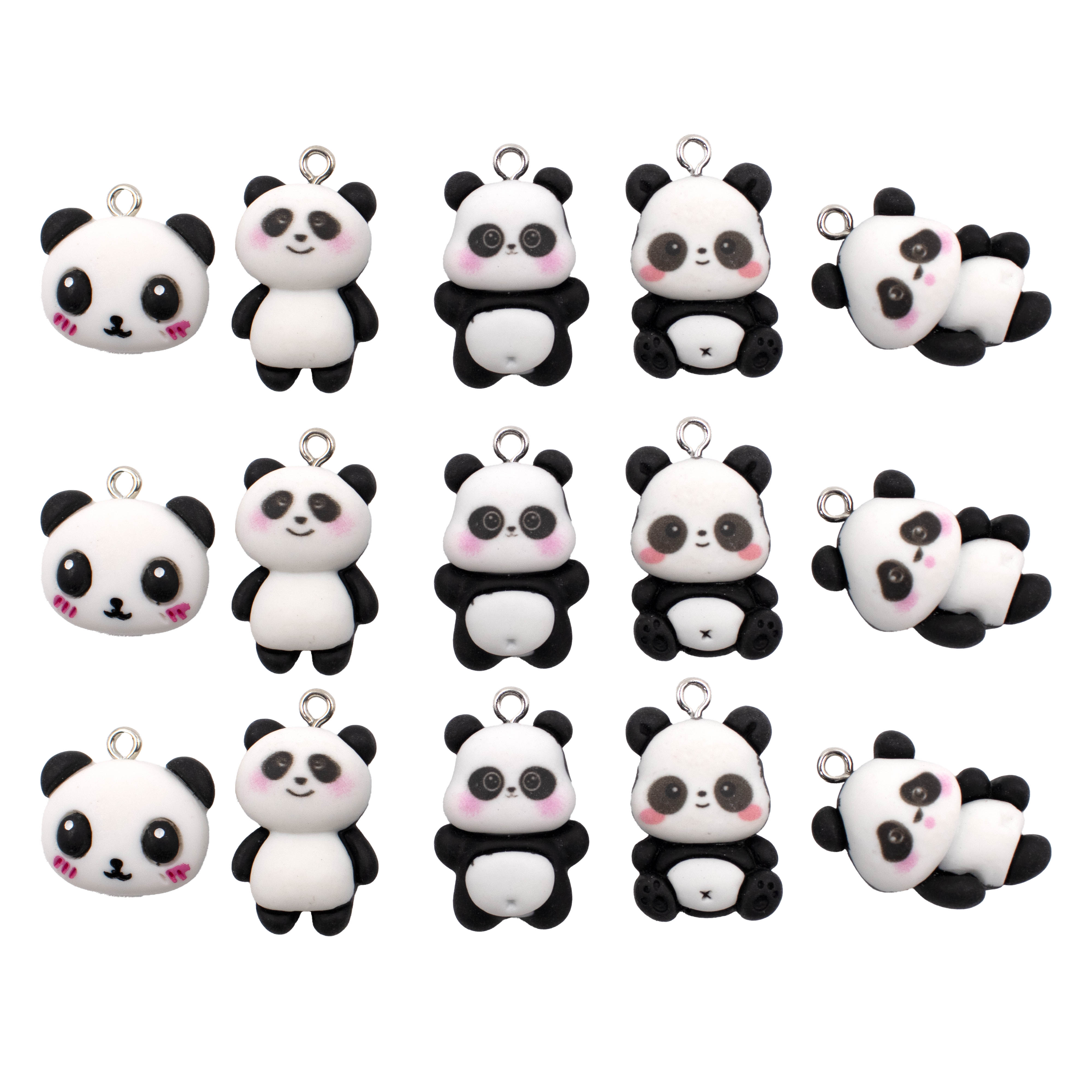 PINGENTE PANDAS 22MM EM RESINA COM 50 PEÇAS