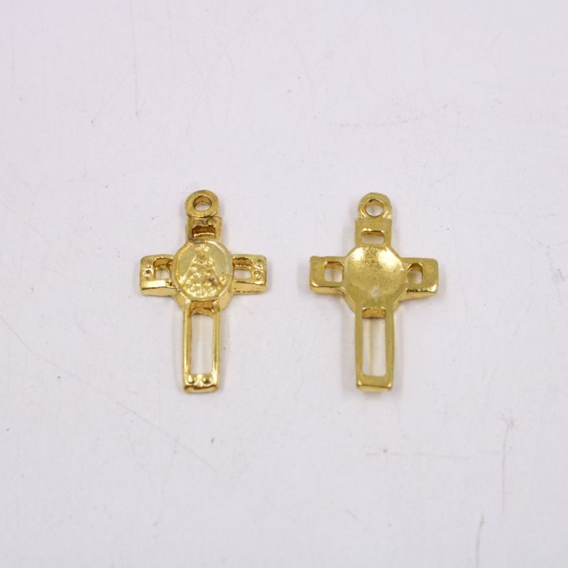 PINGENTE-CRUZ-NOSSA-SENHORA-27X15MM-EM-ZAMAC-COM-12-PECAS---DOURADO