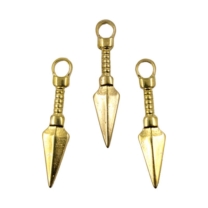 PINGENTE-KUNAI-P-41X08MM-EM-ZAMAC-COM-12-PECAS---DOURADO