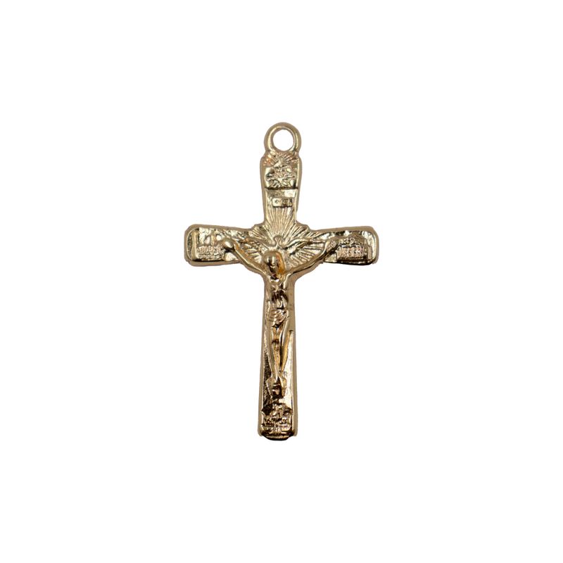 PINGENTE-CATAFORETICO-CRUCIFIXO-ALTO-RELEVO-51X30MM-EM-ZAMAC-COM-04-PECAS---DOURADO
