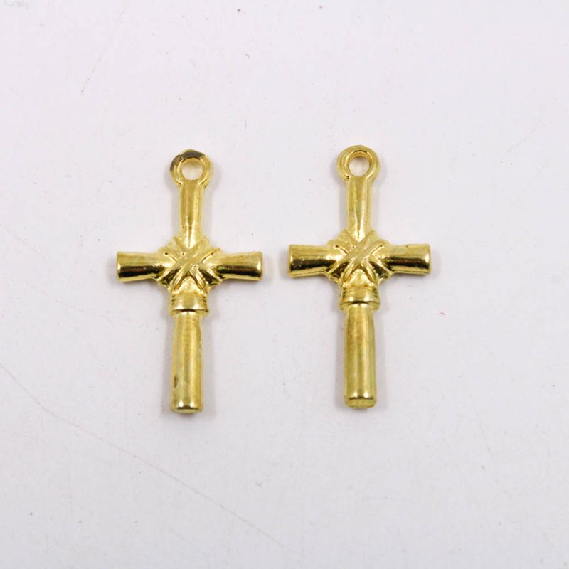 PINGENTE-CRUZ-26MM-EM-ZAMAC-EM-12-PECAS---DOURADO